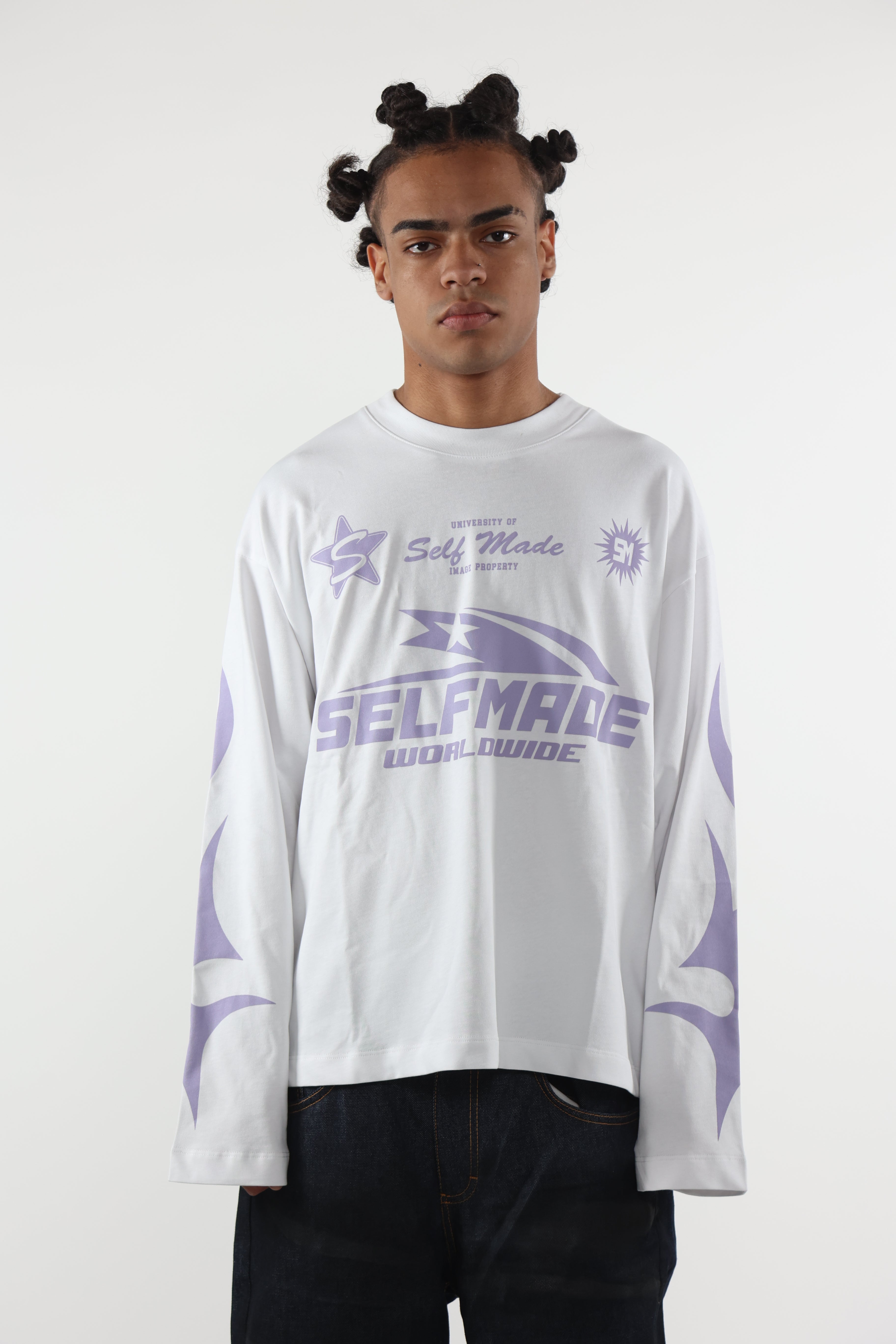 Long Sleeve Flames White