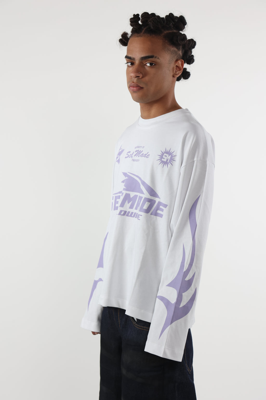 Long Sleeve Flames White