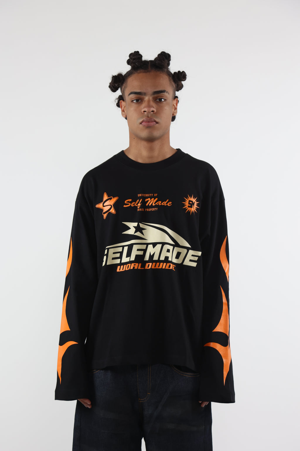 Long Sleeve Flames Black