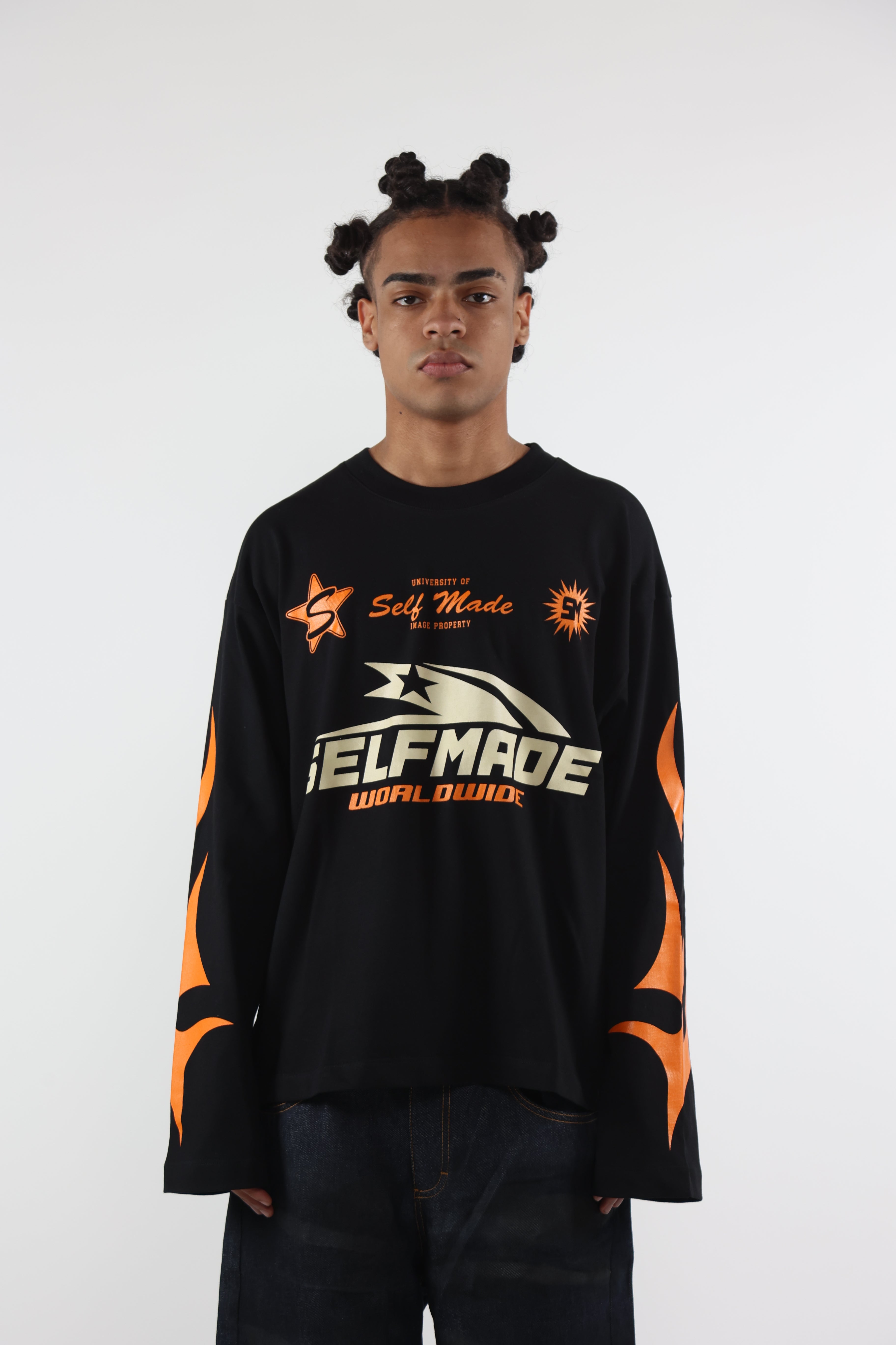 Long Sleeve Flames Black