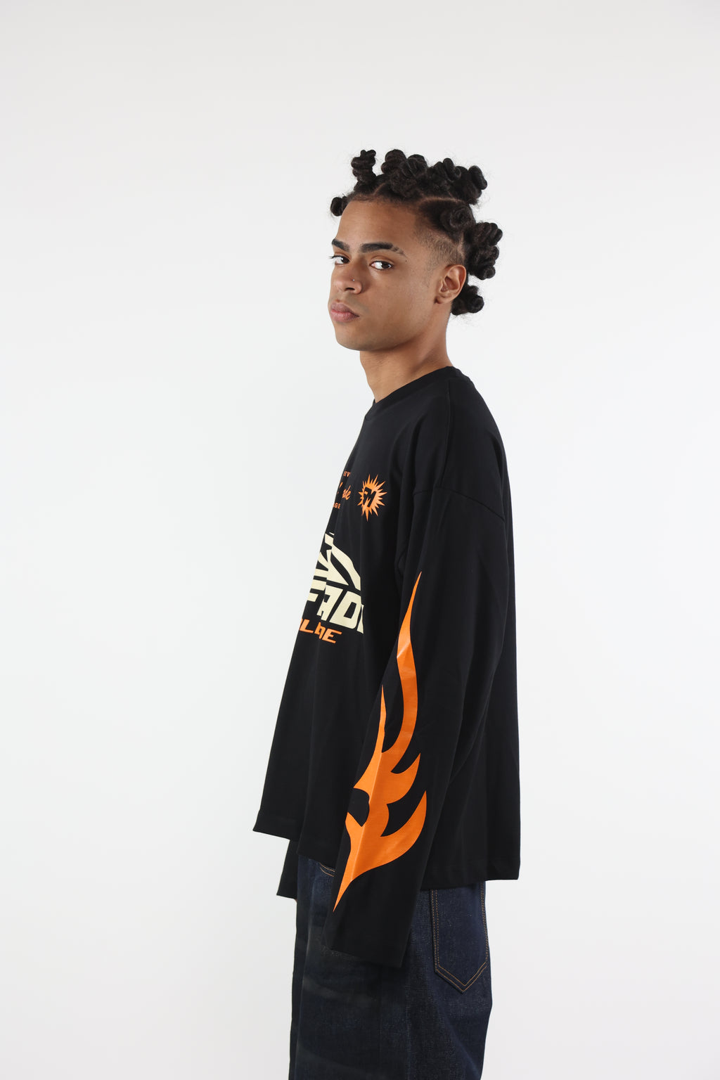 Long Sleeve Flames Black