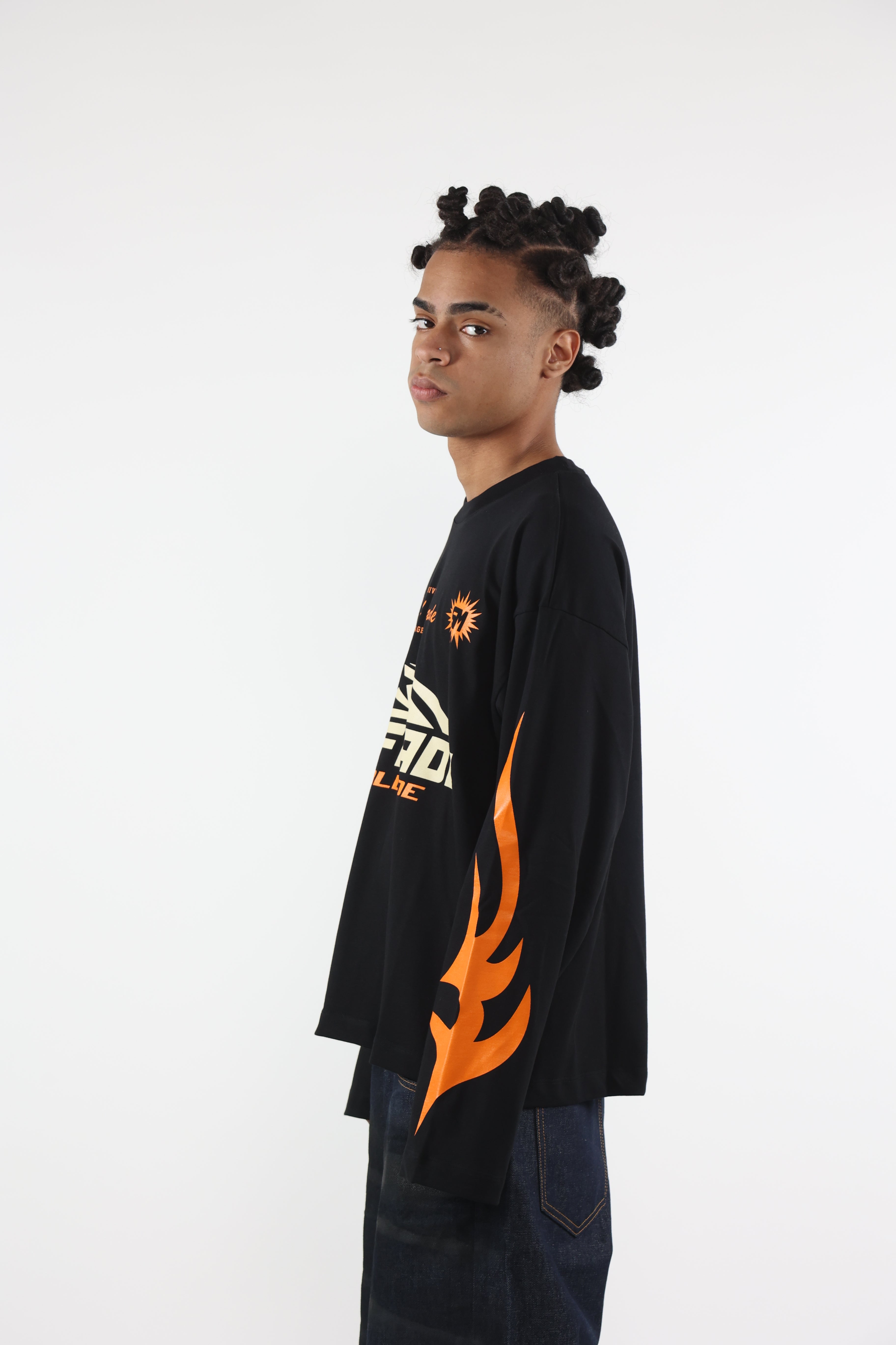 Long Sleeve Flames Black