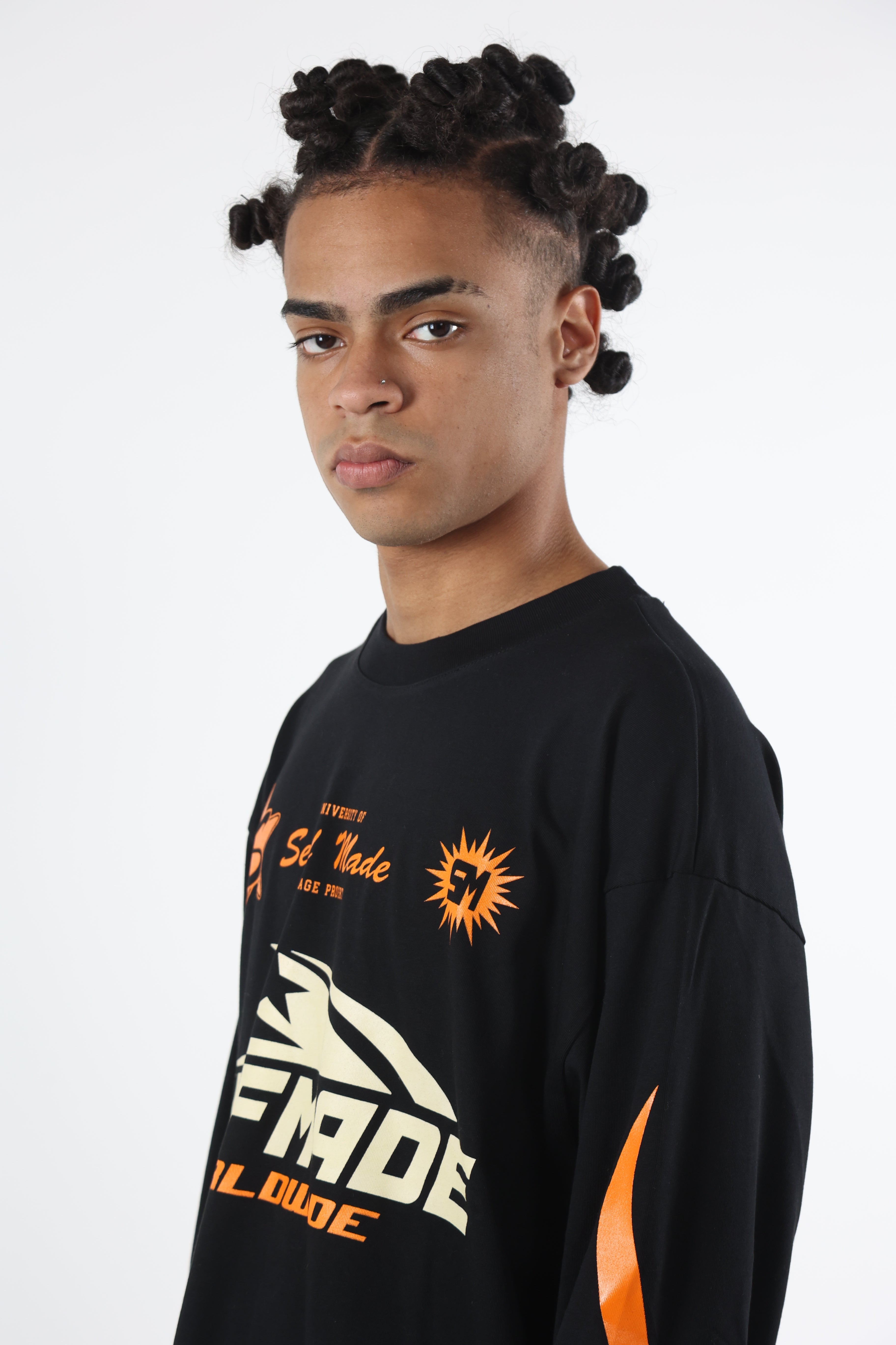 Long Sleeve Flames Black