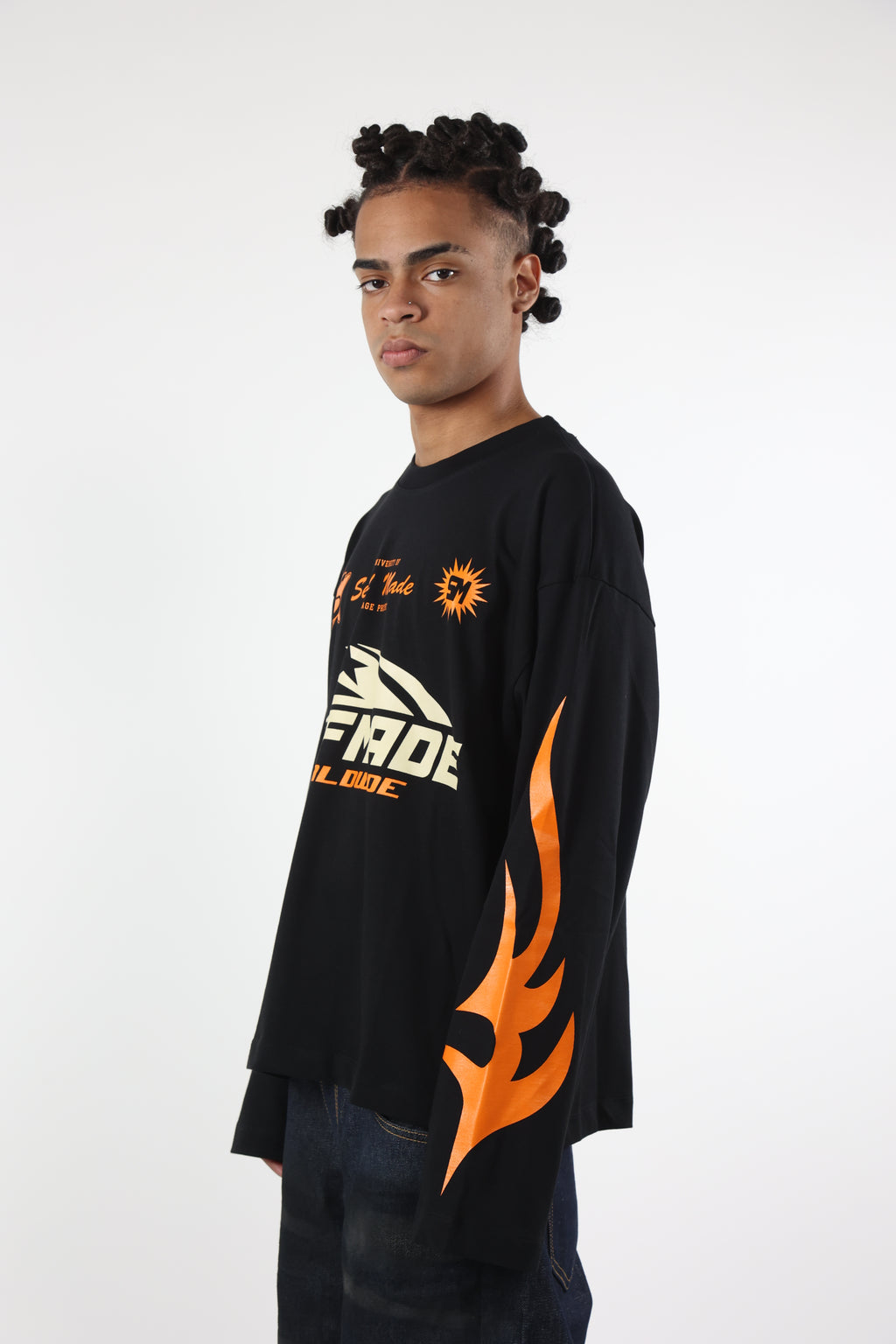 Long Sleeve Flames Black