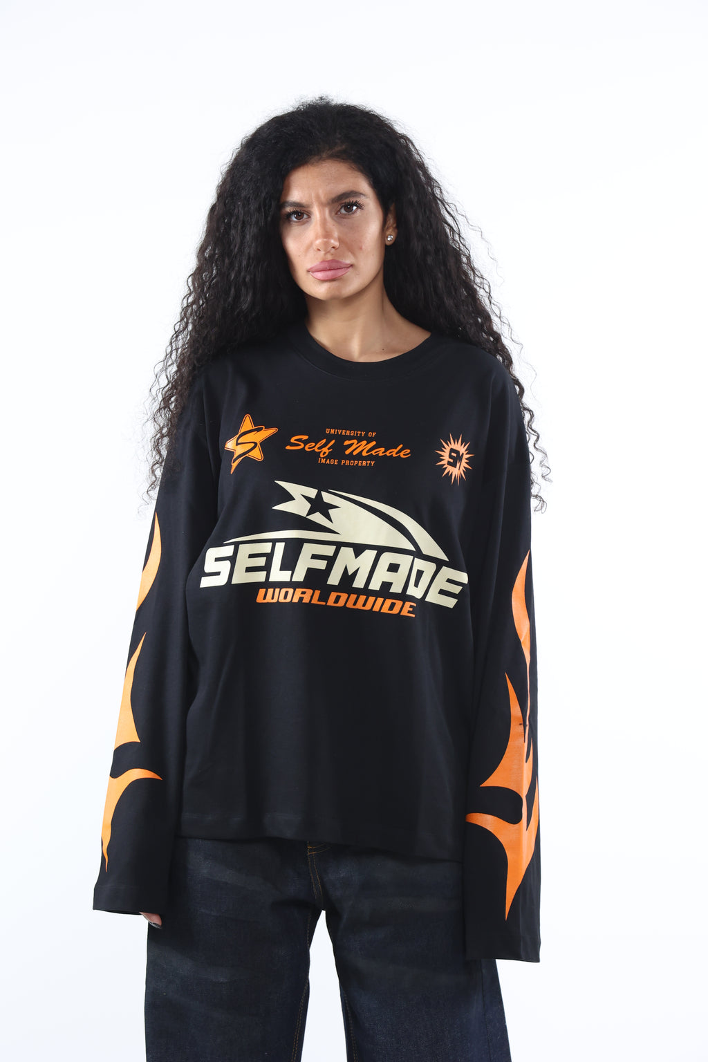 Long Sleeve Flames Black