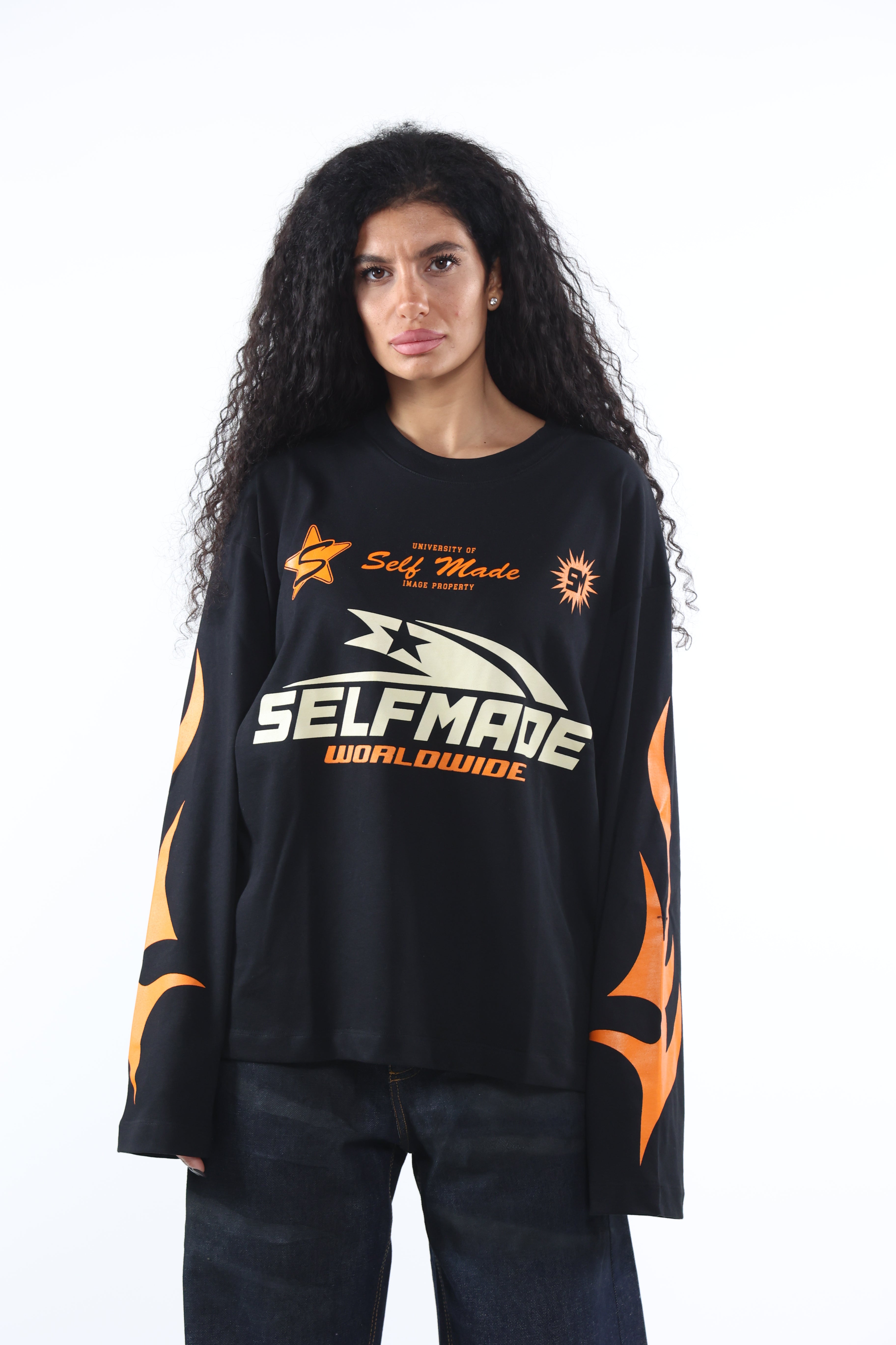 Long Sleeve Flames Black