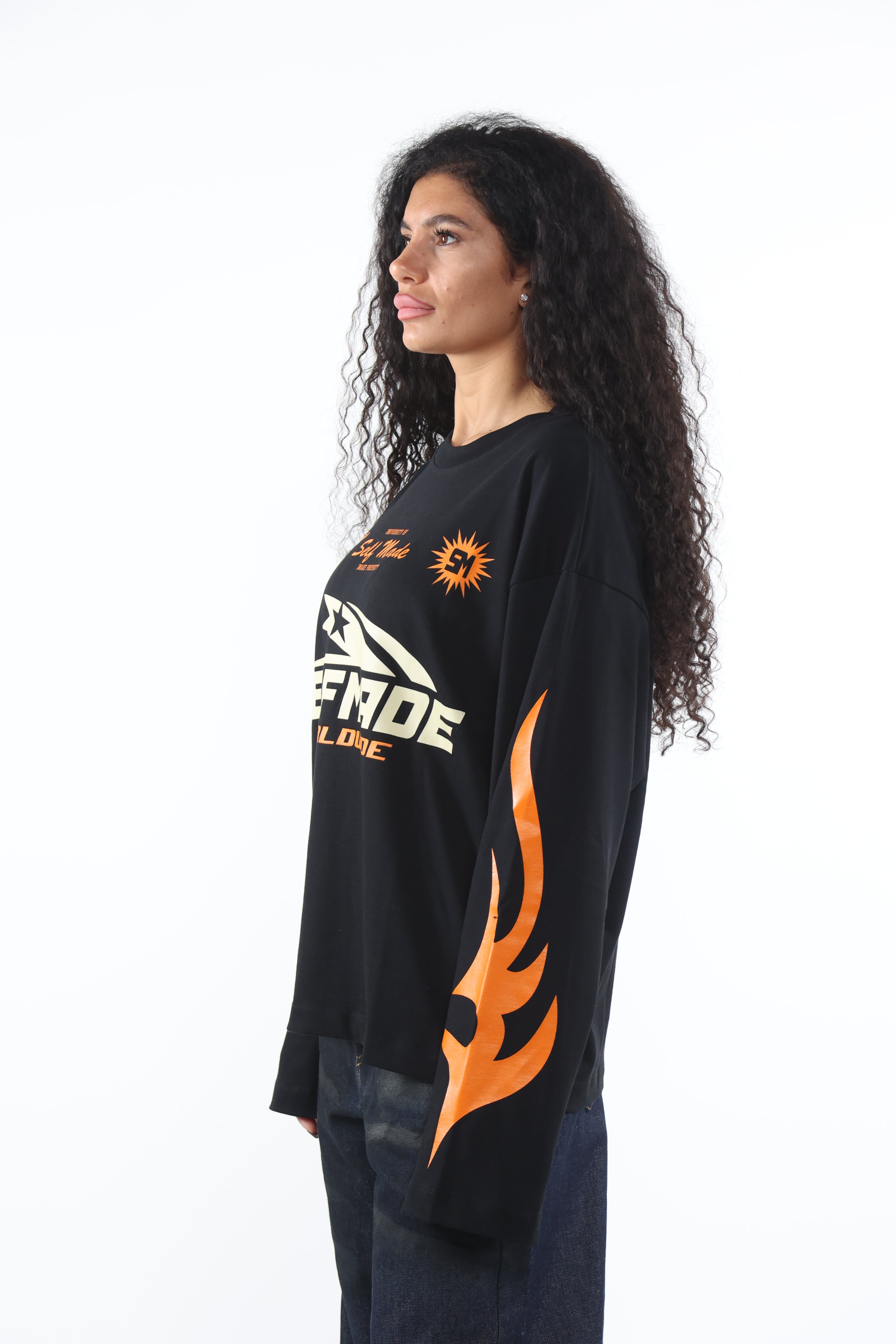 Long Sleeve Flames Black