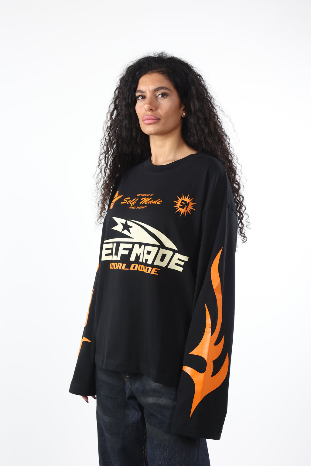 Long Sleeve Flames Black