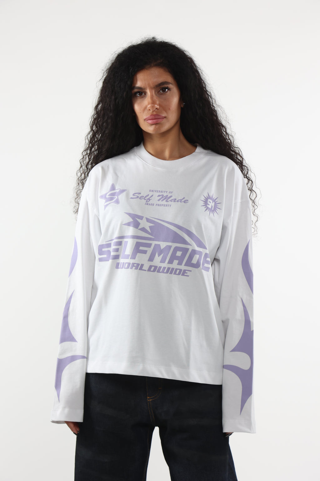 Long Sleeve Flames White