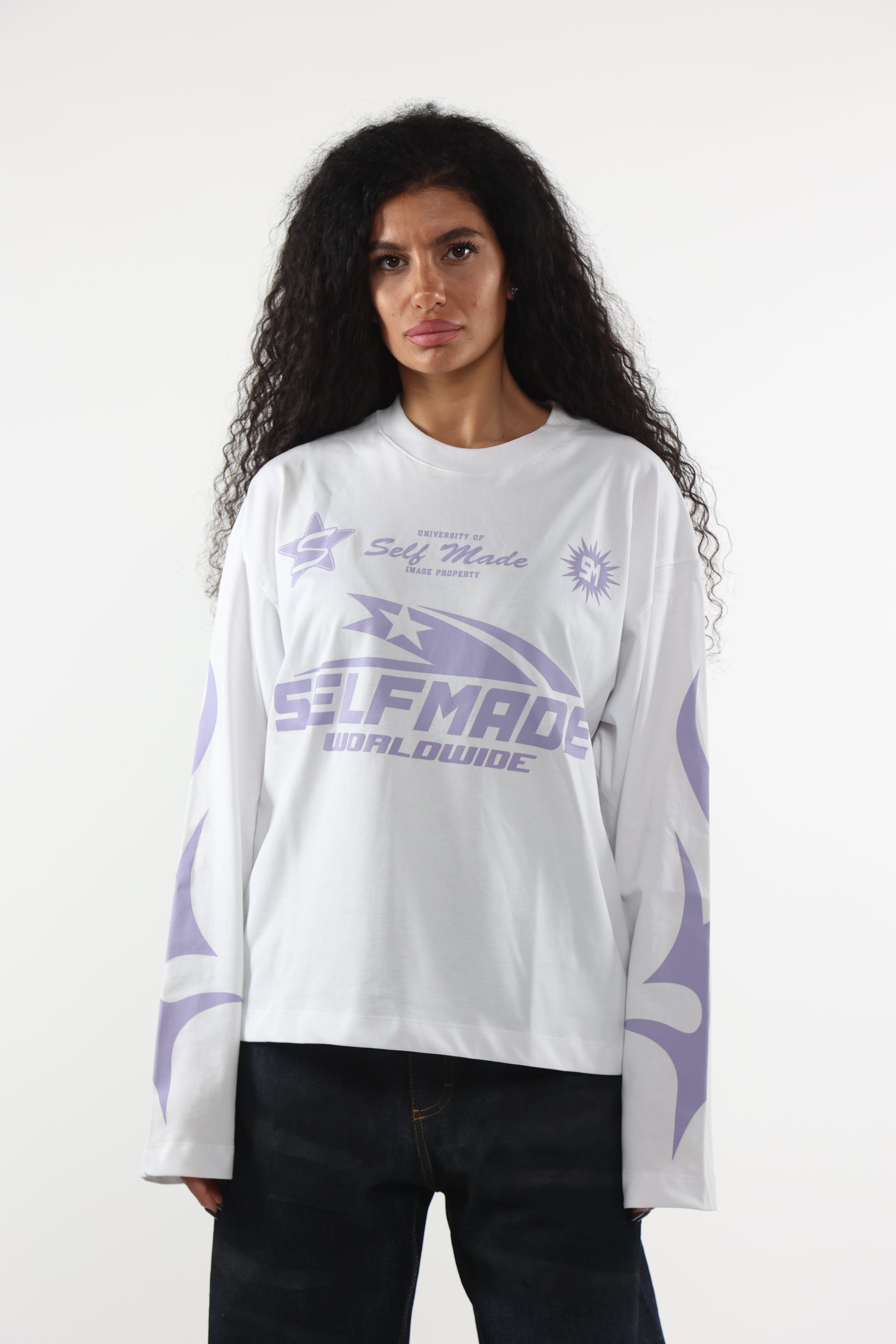 Long Sleeve Flames White