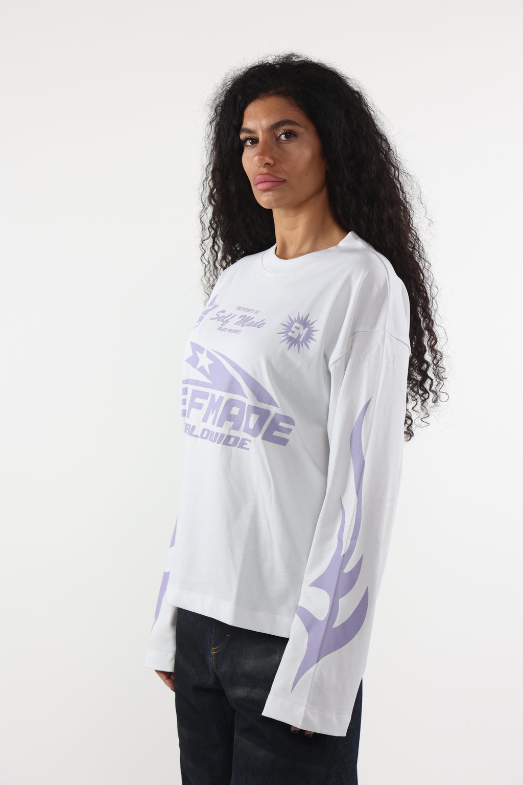 Long Sleeve Flames White
