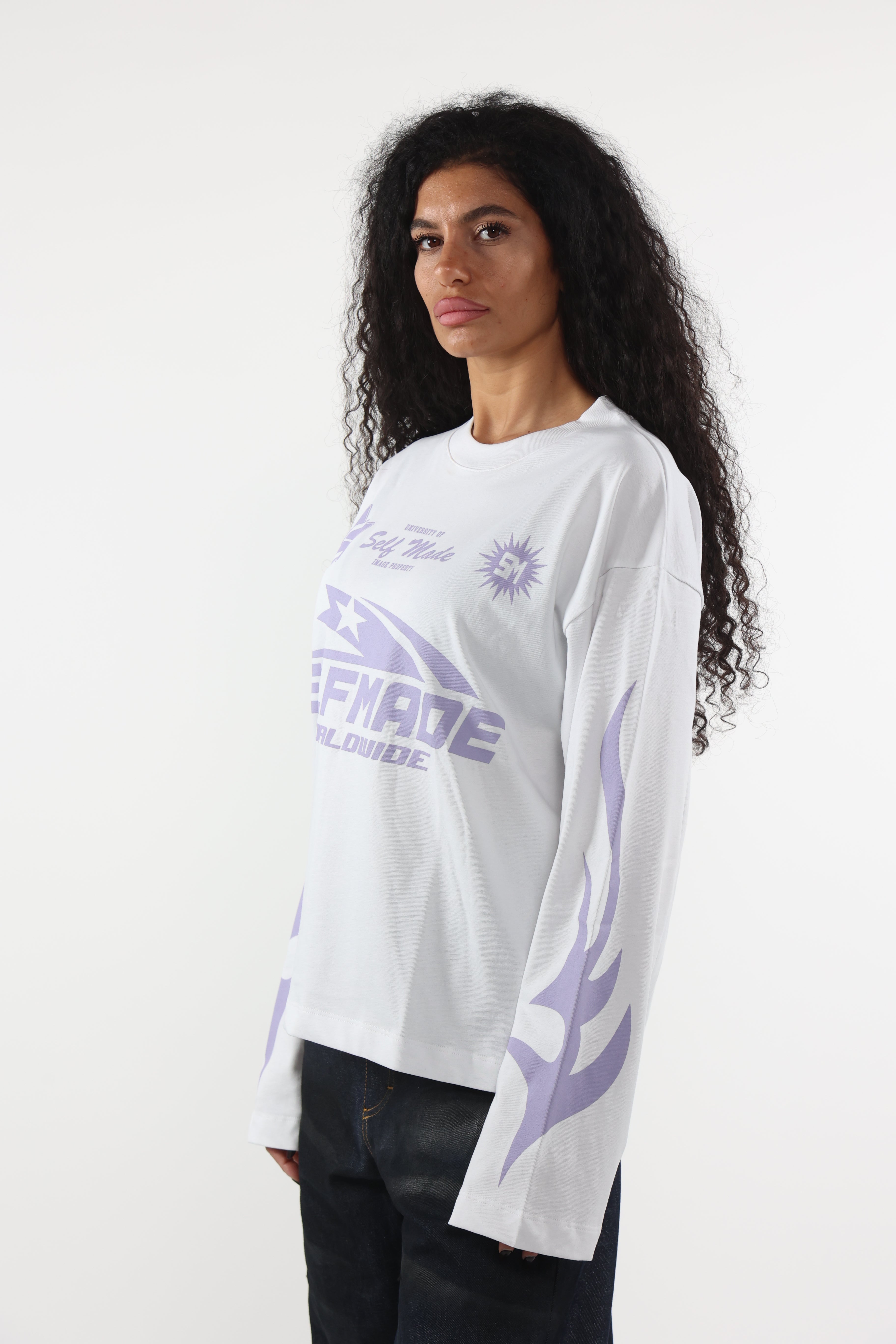 Long Sleeve Flames White