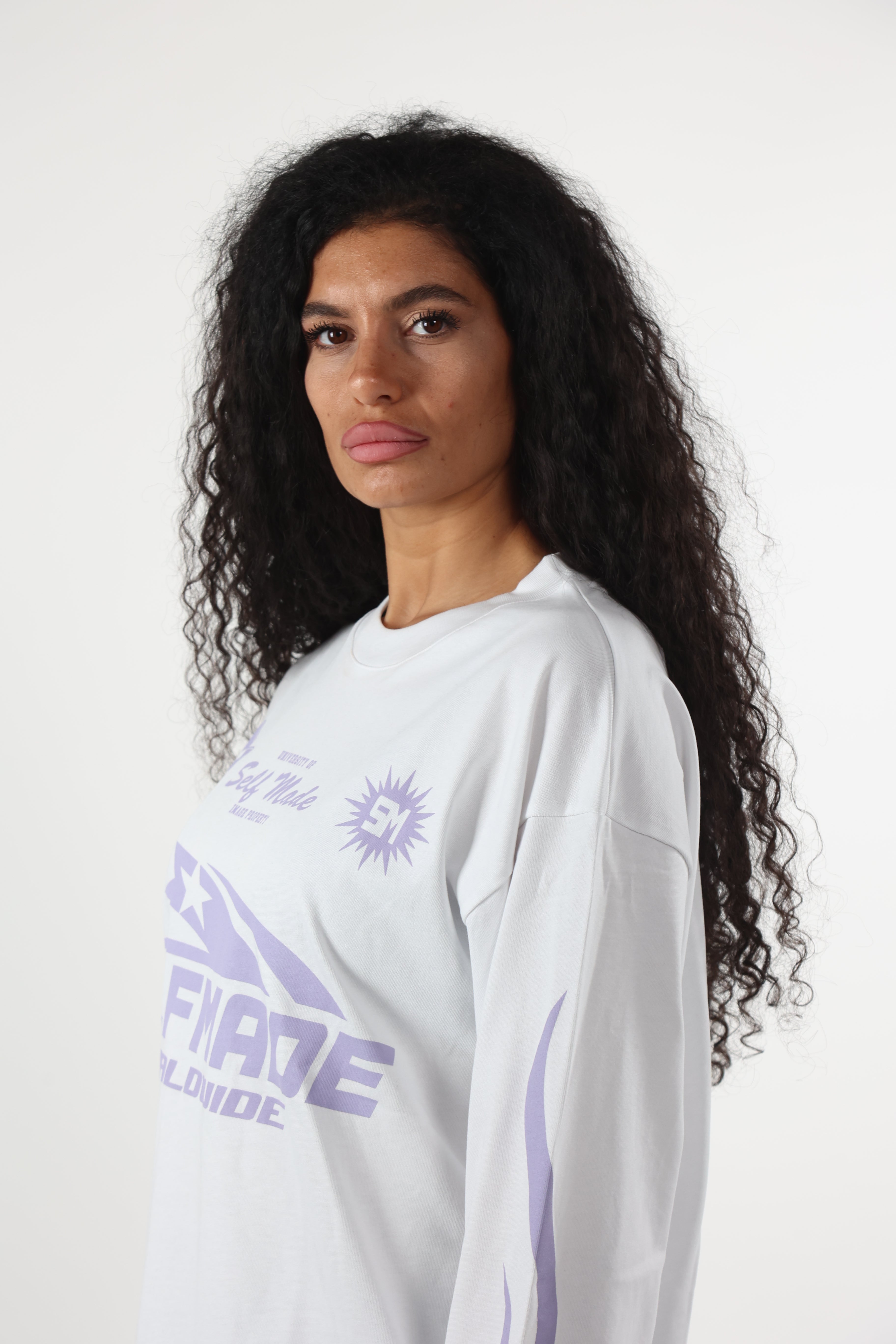 Long Sleeve Flames White