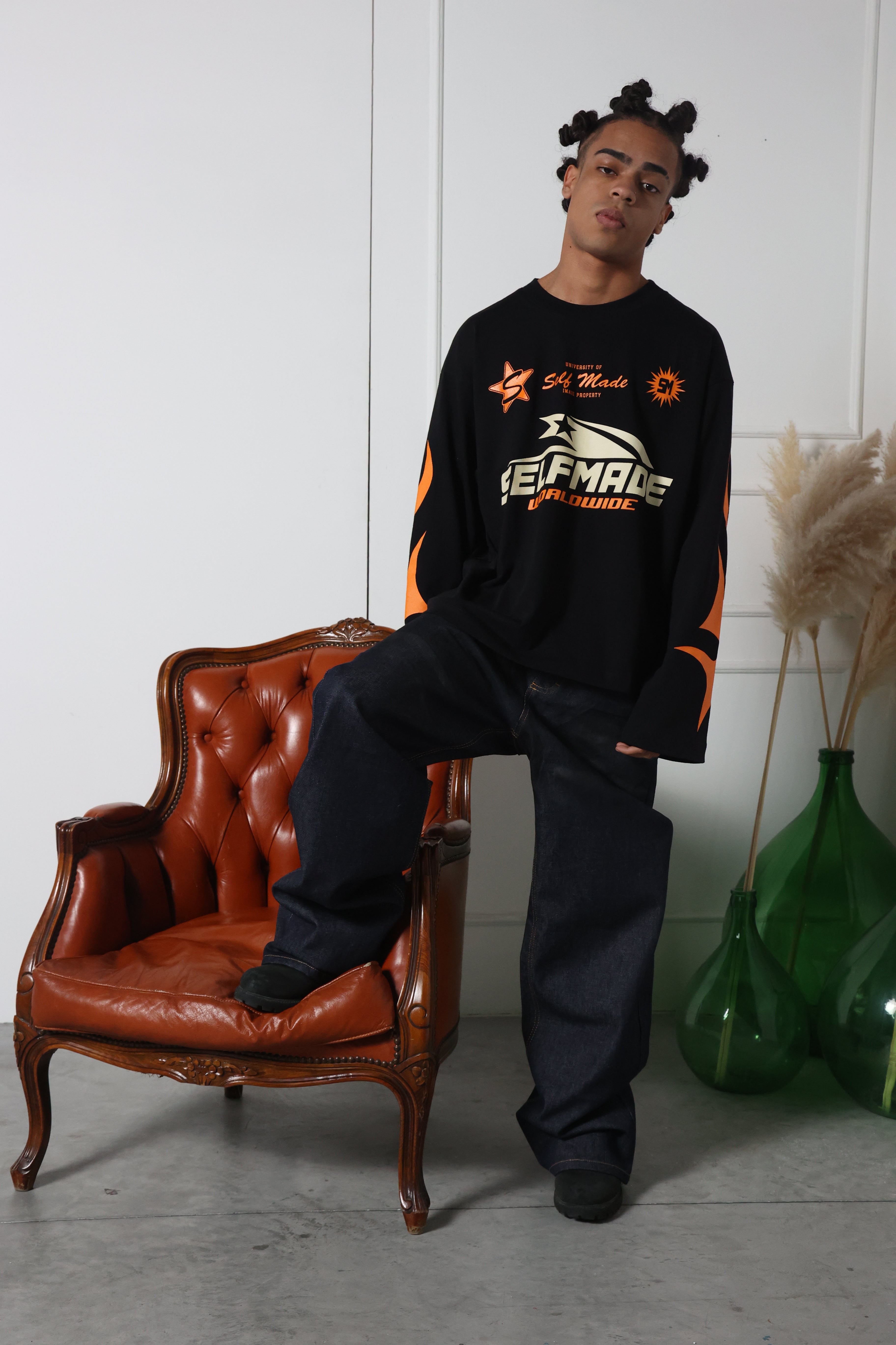 Long Sleeve Flames Black